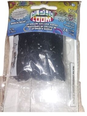 RAINBOW loom 500 latex free bands black long lasting 8+